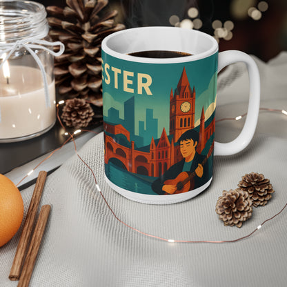Manchester Vintage Travel Poster Coffee Mug — Bee & Tram 11oz/15oz