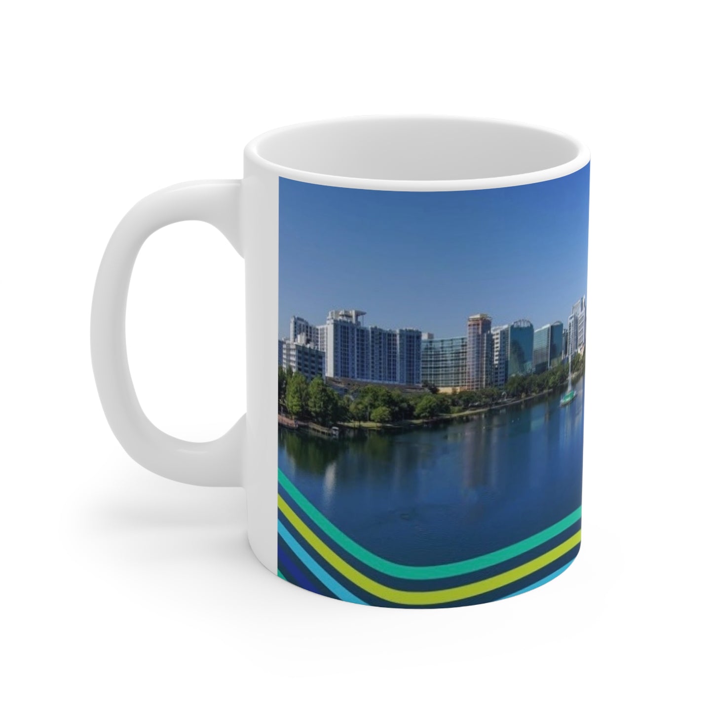 Orlando Lake Eola City Skyline Coffee Mug — Scenic Waterfront 11oz & 15oz Ceramic Cups