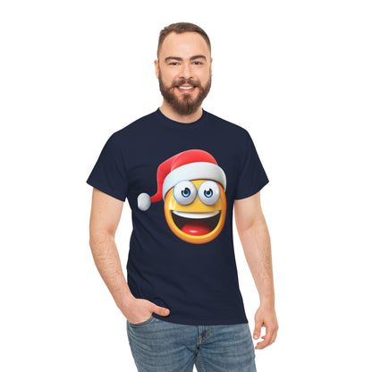 Christmas Emoji T-Shirt — Santa Hat Smiley Holiday Tee