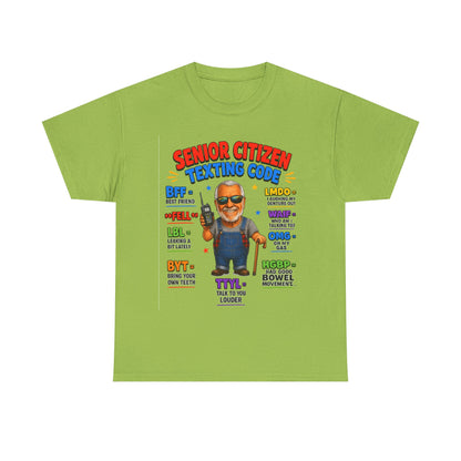 Senior Citizen Texting Code T-Shirt — Funny Grandpa Grandma Retirement Gift