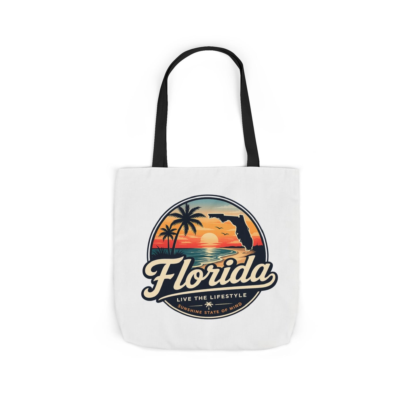 Florida Sunset Canvas Tote Bag — Retro Palm Beach Design