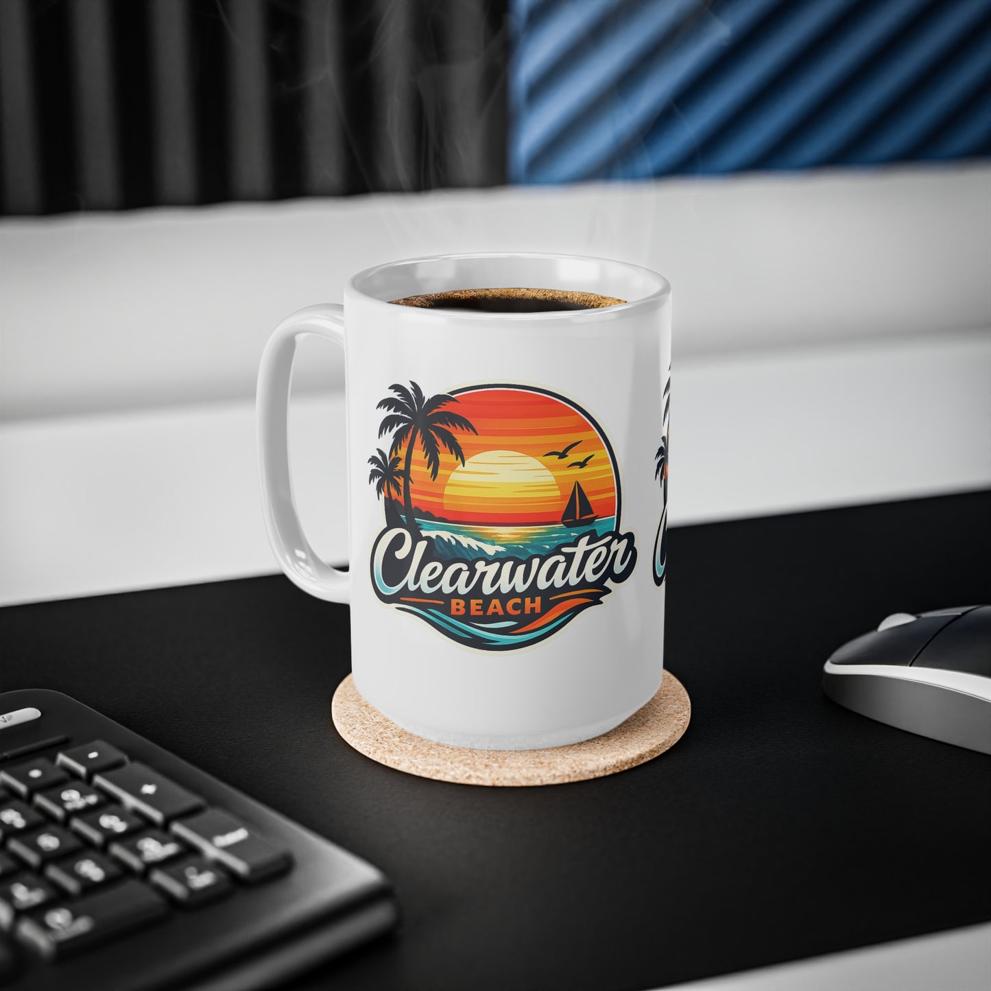 Clearwater Beach Ceramic Coffee Cups, 11oz, 15oz