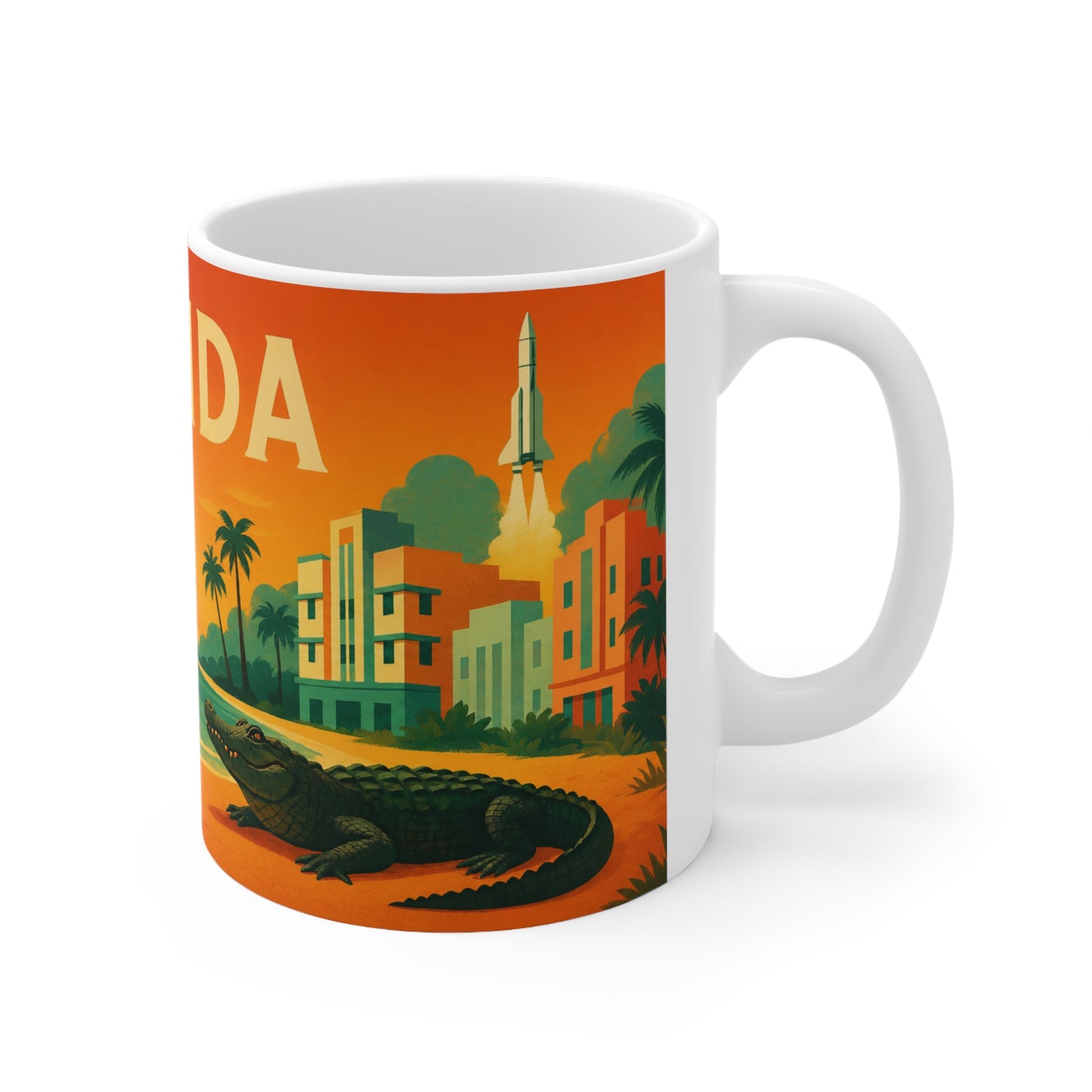 Florida Vintage Beach Mug — Retro Sunset Orange Grove Coffee Cup (11oz & 15oz)