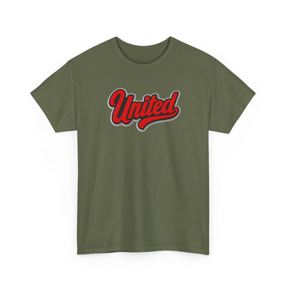 United Retro Script Tee — Vintage Red Logo T‑Shirt