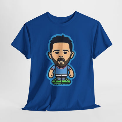 Bernardo Silva Manchester City Legend Graphic Tee — Player Cartoon Front & Tribute Poster Back