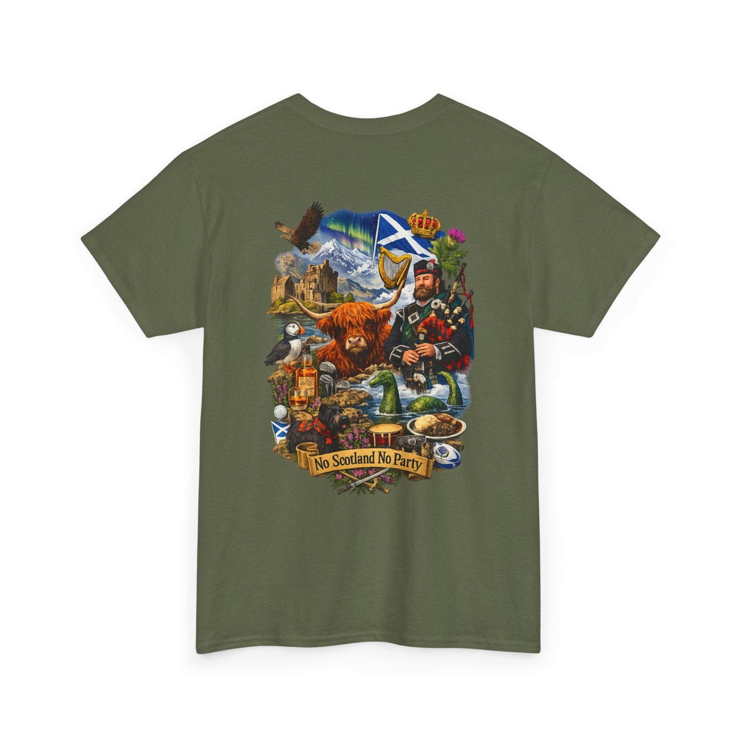 Scotland Collage T-Shirt — "No Scotland No Party" Scottish Heritage Tee
