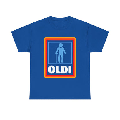 Oldi Retro Logo Tee — Funny Elderly Humour T-Shirt