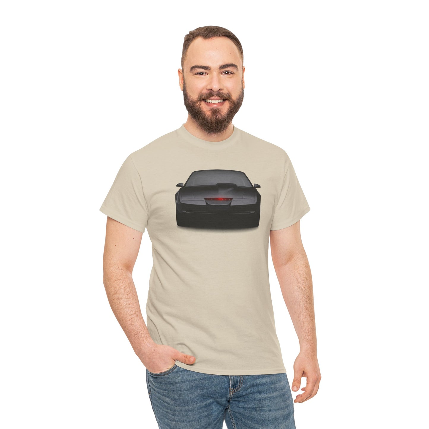 KITT-Inspired Retro Sports Car Tee — Front View Knight Rider Car Graphic Shirt