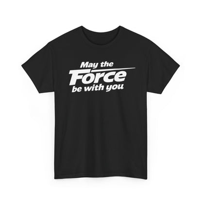"May the Force Be With You" Retro Embossed Graphic T‑Shirt —