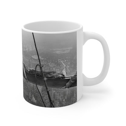 Vintage 'Lunch Atop a Skyscraper' Photo Coffee Mug — Retro NYC Skyline Ceramic Cup (11oz, 15oz)