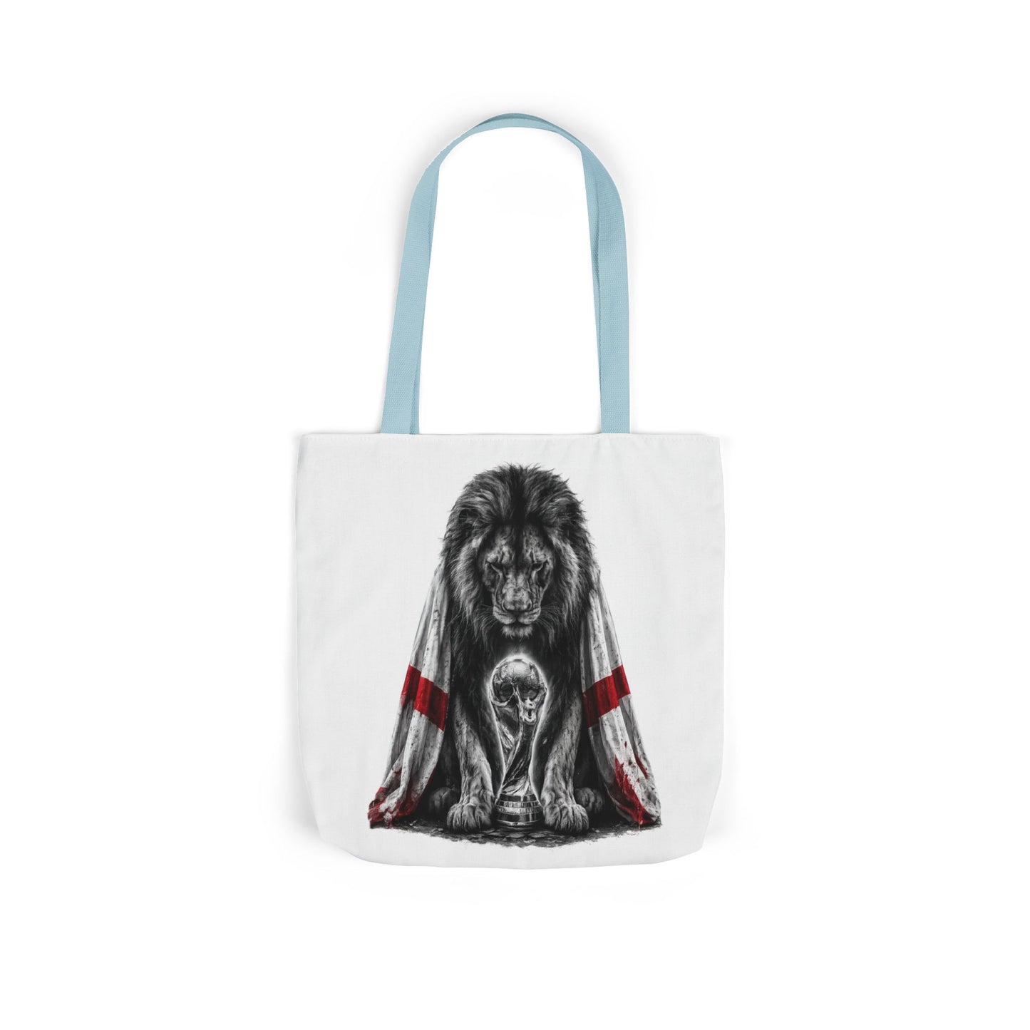 England Lion Guardian Canvas Tote — Protective Lion & Cub Illustration Tote Bag