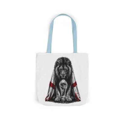 England Lion Guardian Canvas Tote — Protective Lion & Cub Illustration Tote Bag