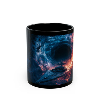 Empire Star Destroyer Space Vortex Black Mug — Cosmic Black Hole Coffee Cup (11oz/15oz)
