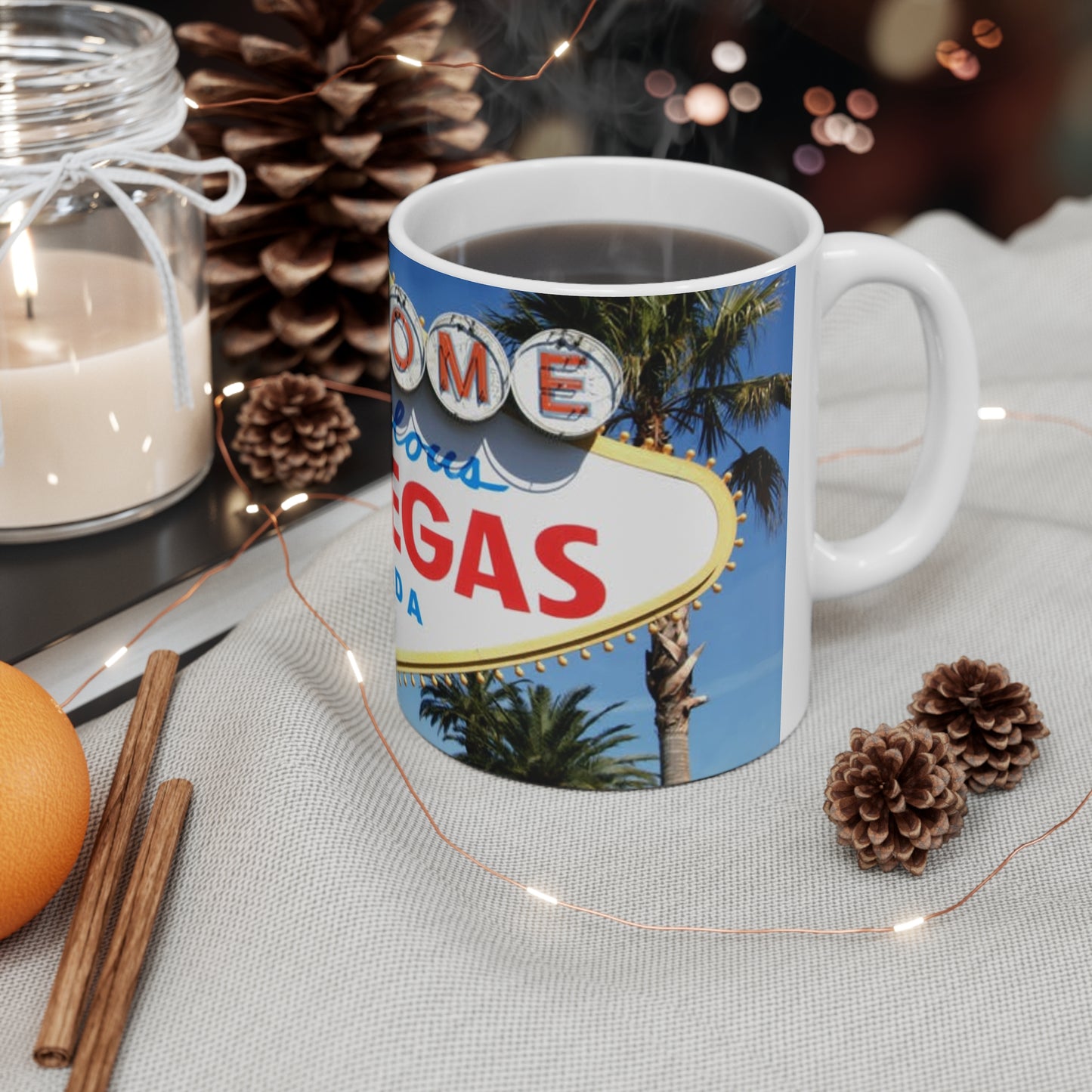 Las Vegas Sign Ceramic Coffee Mug — 11oz & 15oz Travel Souvenir