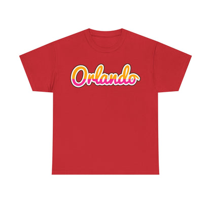 Orlando Retro Script Tee — Vintage Sunset City Souvenir Shirt