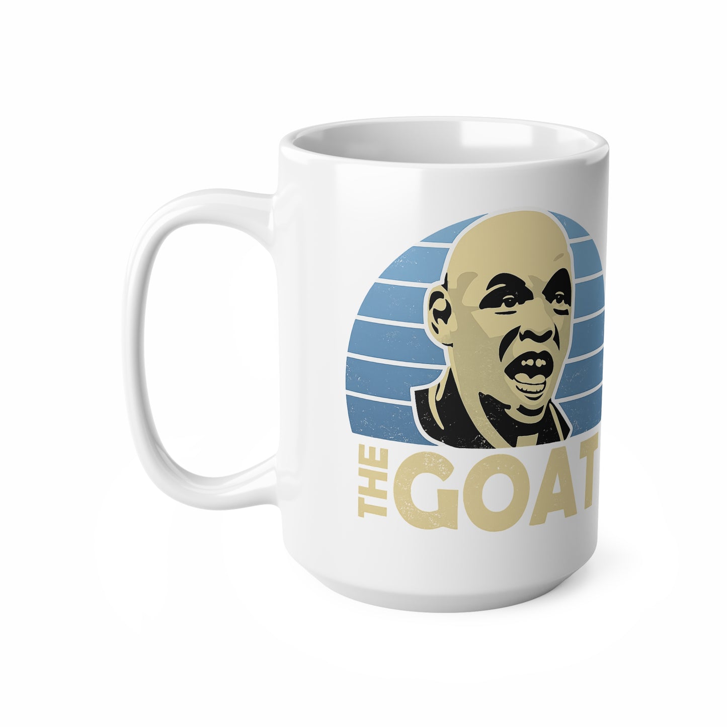 Shaun GOAT Goater Manchester City Ceramic Mug — Retro Blue Striped Design (11oz & 15oz)