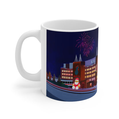 Kelloggs Trafford Park Mug — Festive Holiday Town Nightscape Ceramic Coffee Cup (11oz/15oz)