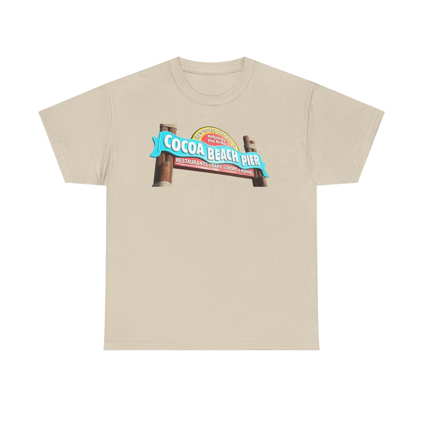Cocoa Beach Pier T‑Shirt — Retro Beach Sign Vacation Tee