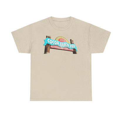 Cocoa Beach Pier T‑Shirt — Retro Beach Sign Vacation Tee