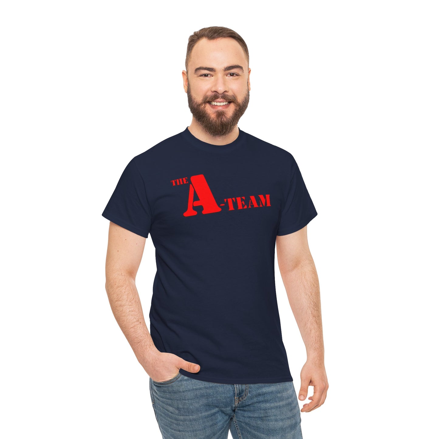 A-Team Graphic Tee — Retro Red Logo Vintage Crew T-Shirt