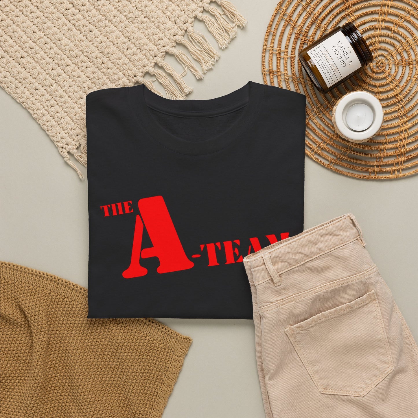 A-Team Graphic Tee — Retro Red Logo Vintage Crew T-Shirt