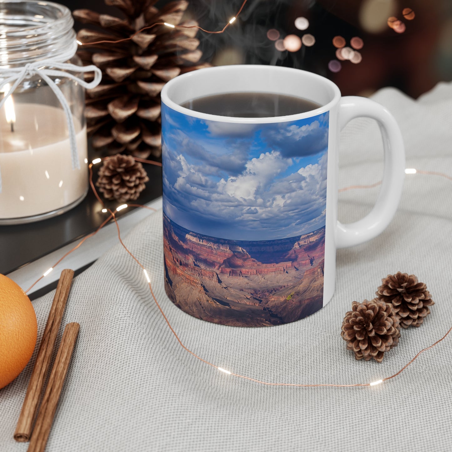 American Flag over the Grand Canyon Coffee Mug – Patriotic USA Ceramic Mug (11oz, 15oz)