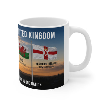 Four Flags UK Mug – Ceramic Coffee Cup with England, Scotland, Wales & N. Ireland Design (11oz/15oz)