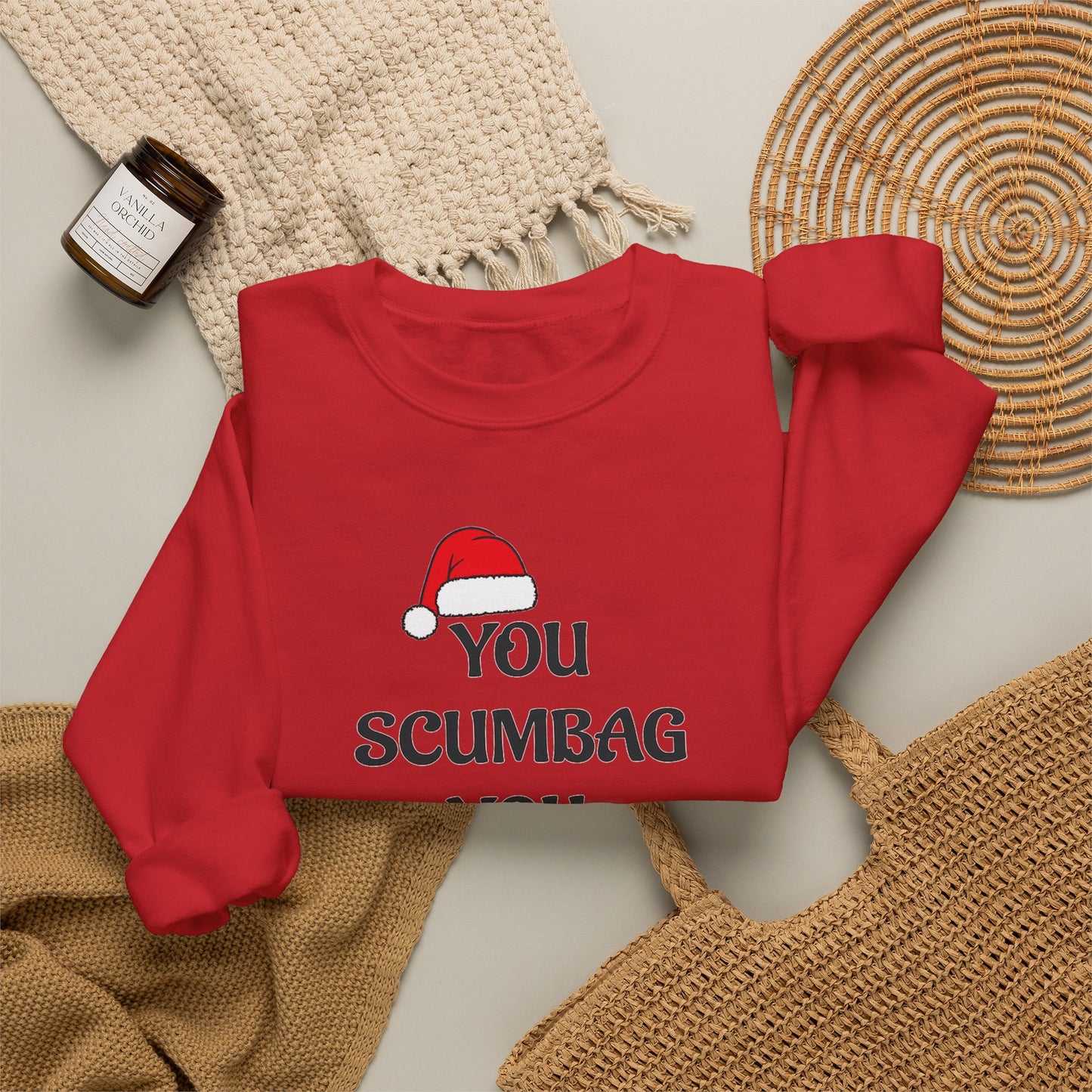 Holiday Sarcastic Sweatshirt — "You Scumbag You Maggot" Funny Christmas Crewneck