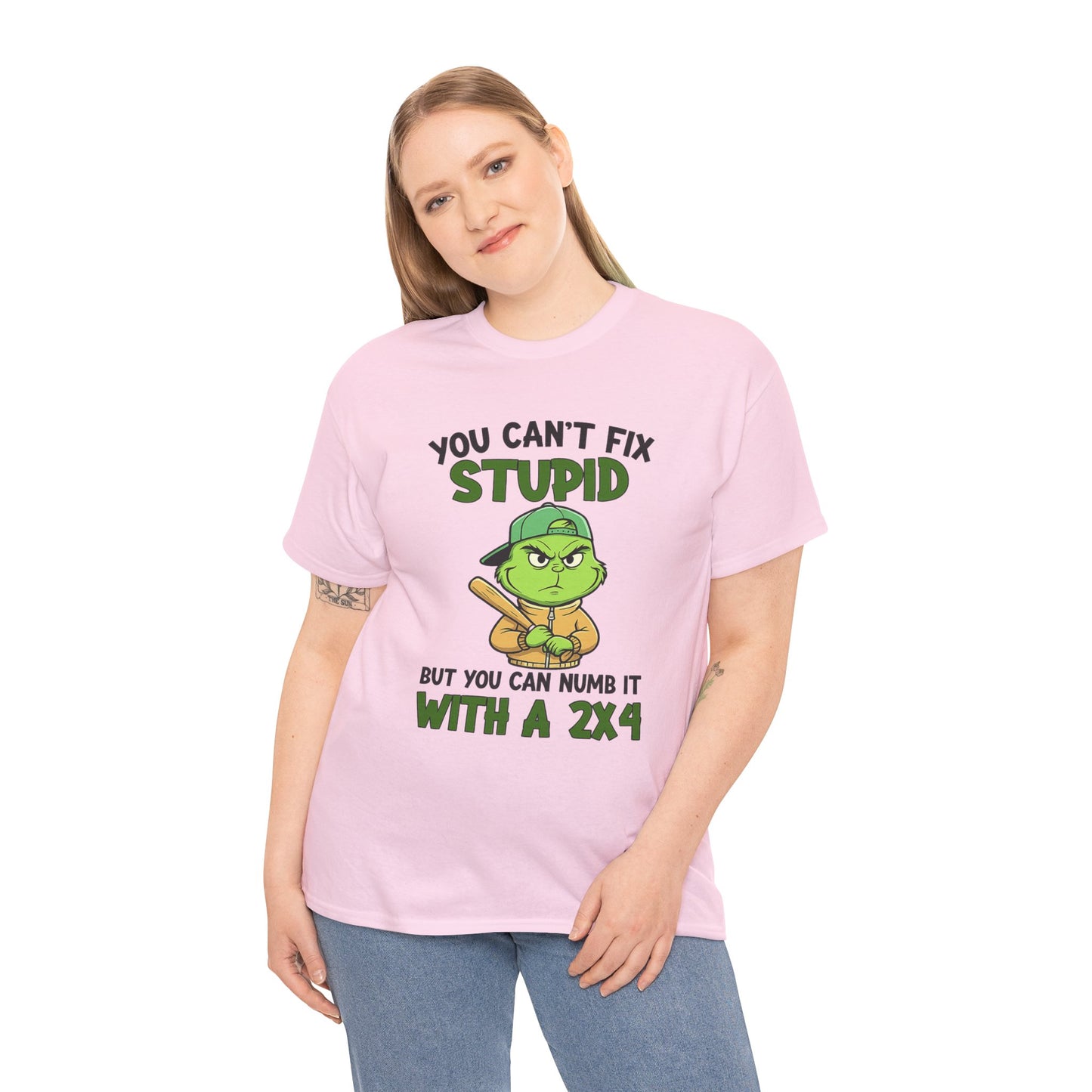 Funny Carpenter T‑Shirt — "You Can't Fix Stupid But You Can Numb It With a 2x4"
