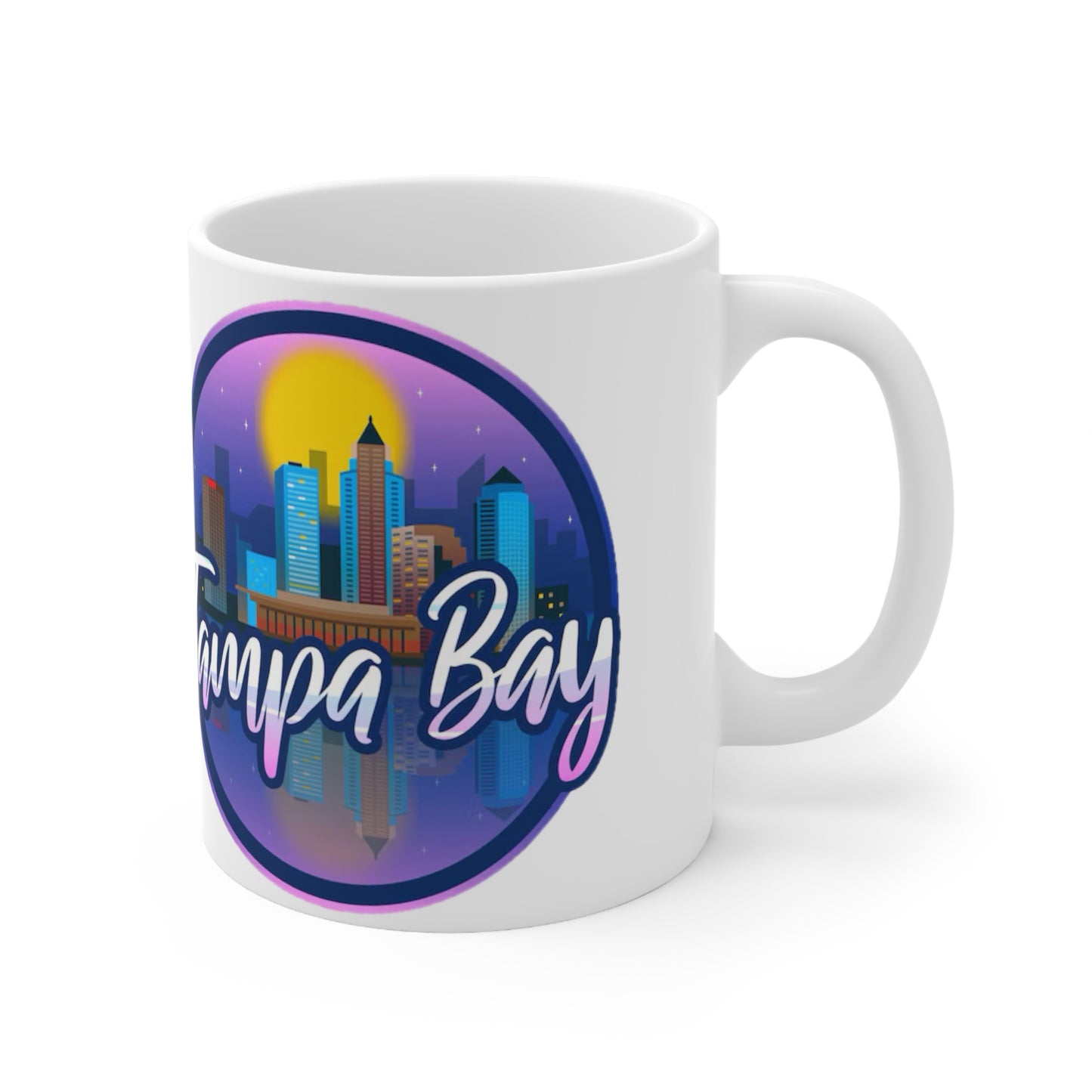 Tampa Bay Skyline Ceramic Coffee Mug — Retro Sunset Cityscape, 11oz & 15oz