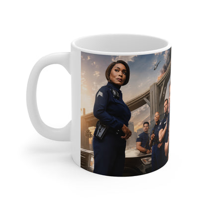911 Unofficial Ceramic Coffee Mug — Firefighter Team Photo Design (11oz, 15oz)