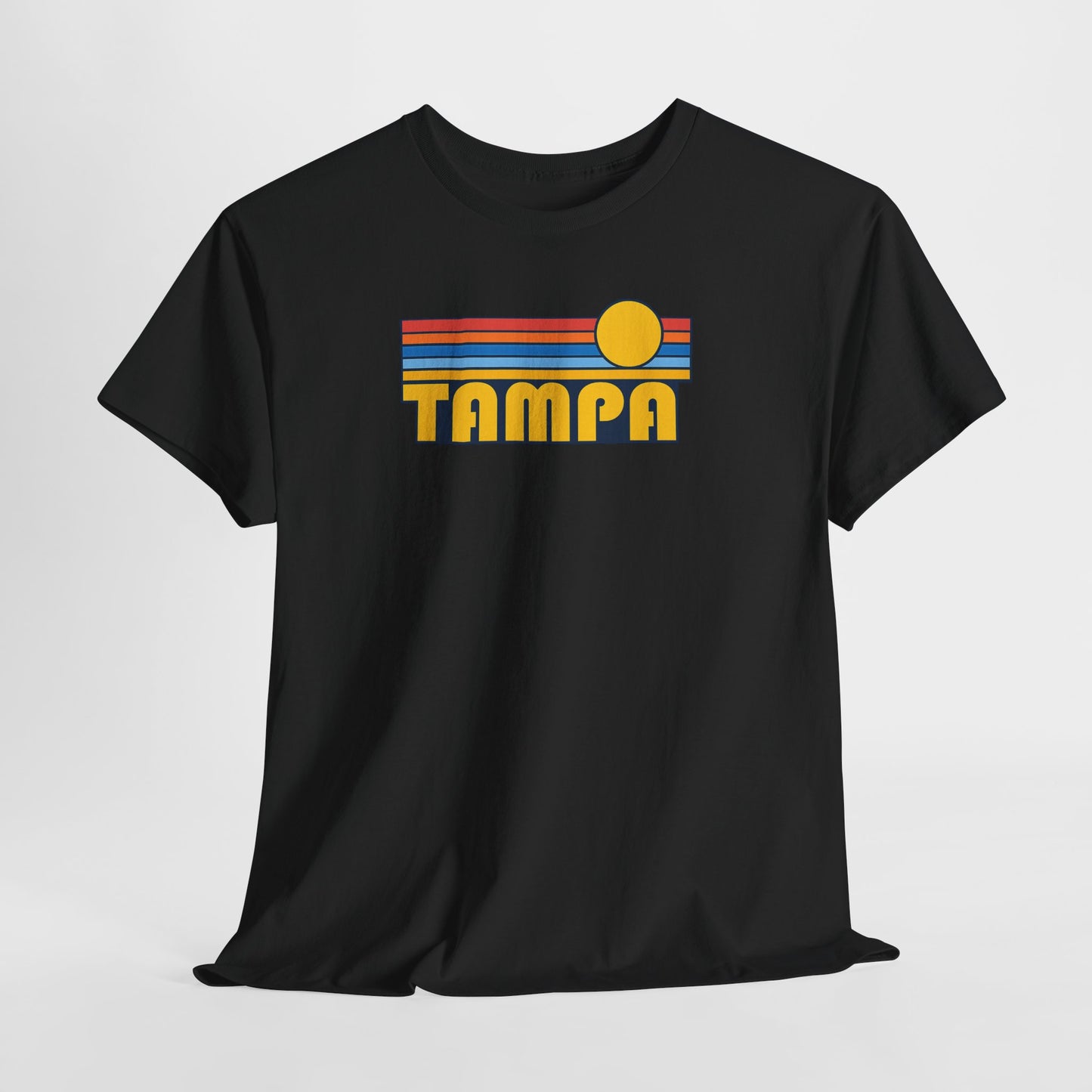 Tampa Retro Sunset T-Shirt — Vintage 70s Striped Beach Tee