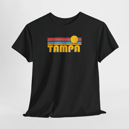 Tampa Retro Sunset T-Shirt — Vintage 70s Striped Beach Tee