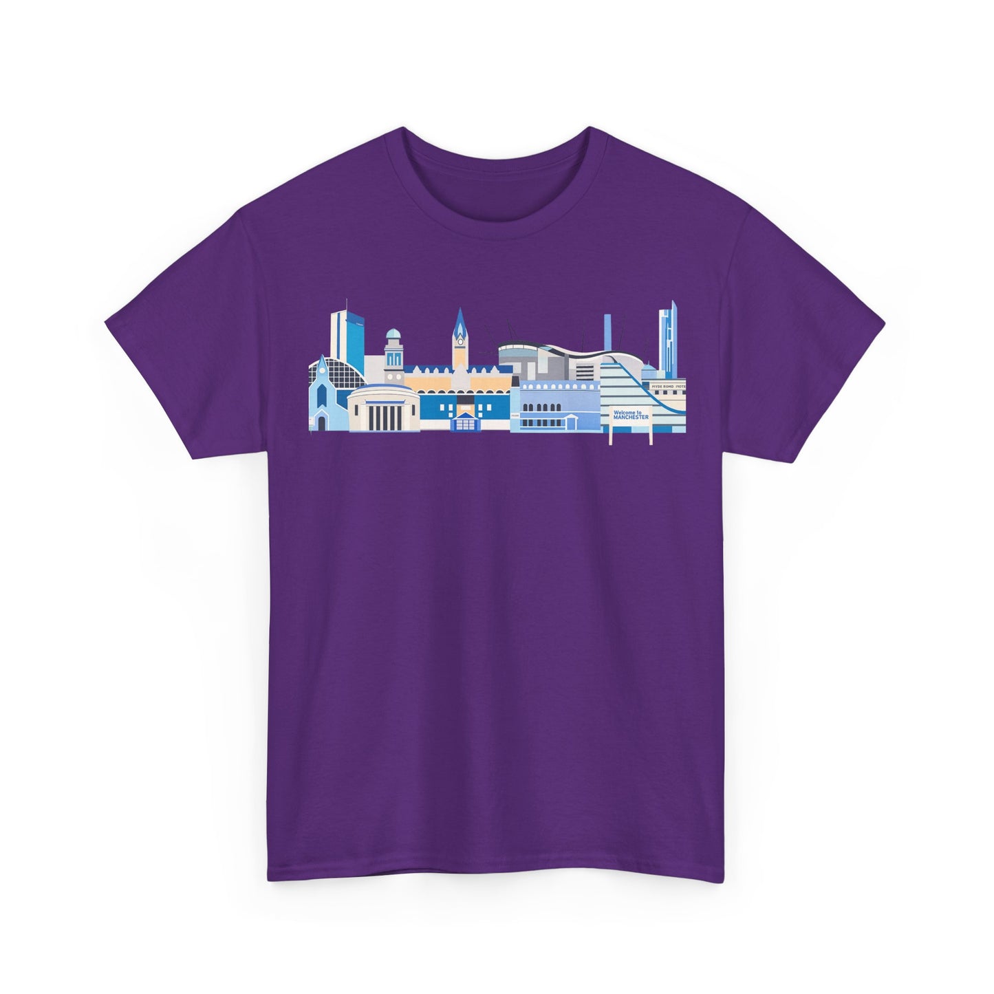 Manchester City Skyline Tee — Minimal Blue Urban Landscape T‑Shirt