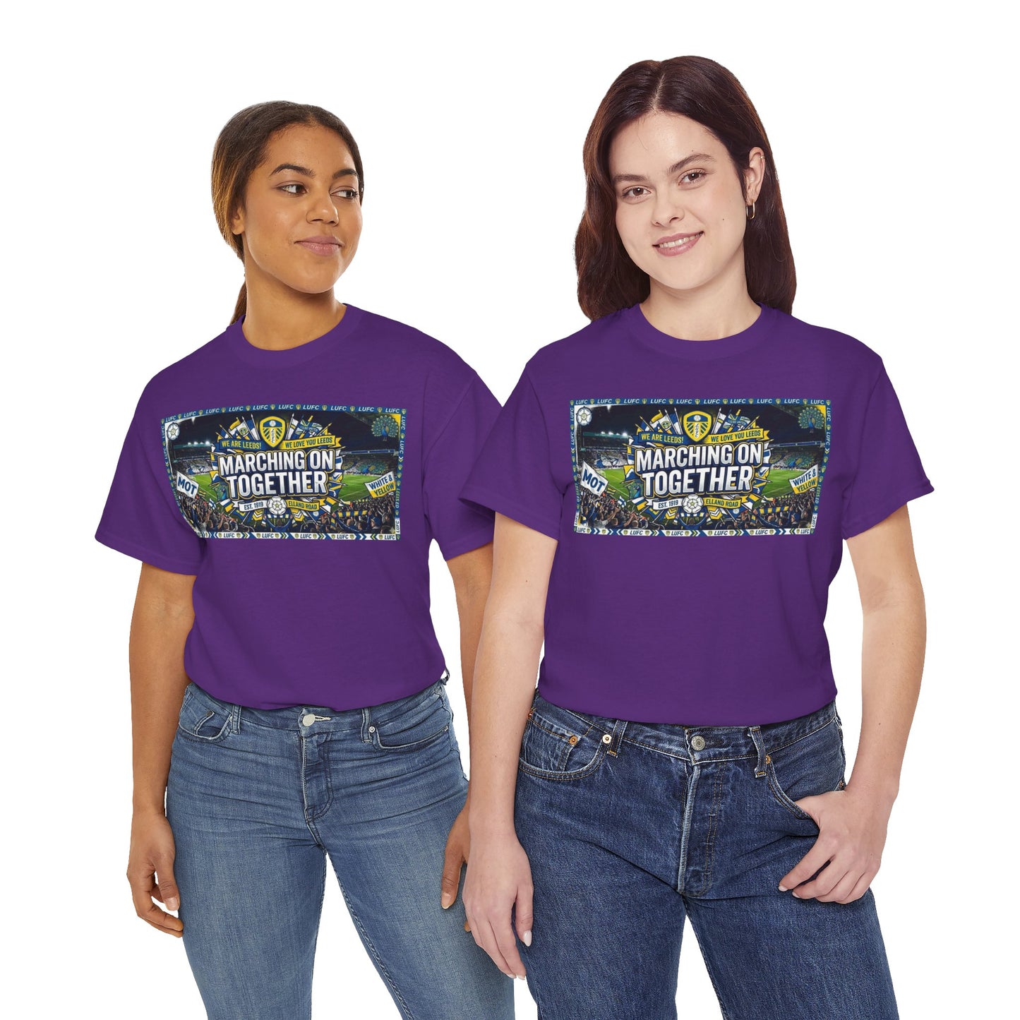Leeds United T-Shirt — "Marching On Together" Fan Tee (Soccer Supporter Graphic)
