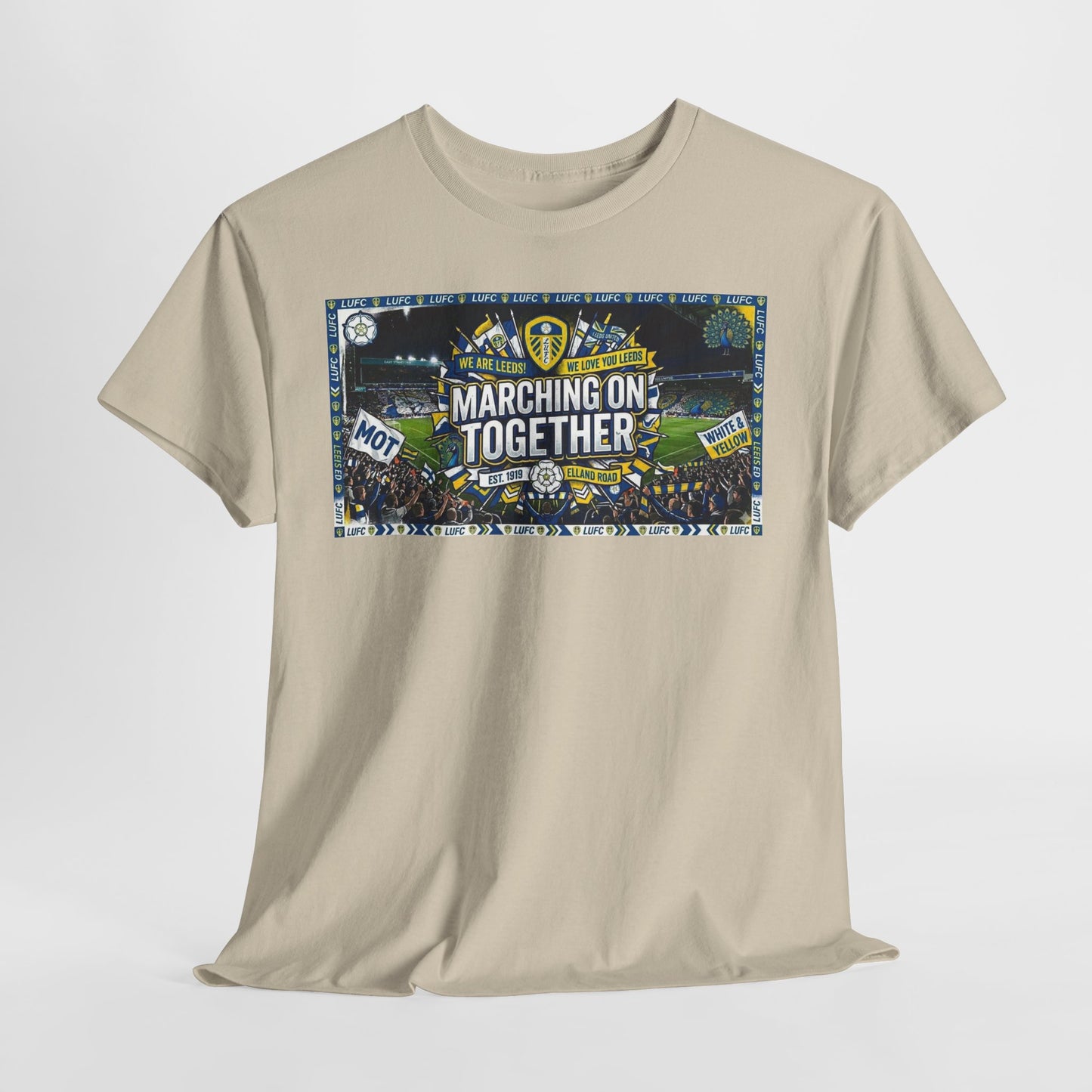Leeds United T-Shirt — "Marching On Together" Fan Tee (Soccer Supporter Graphic)