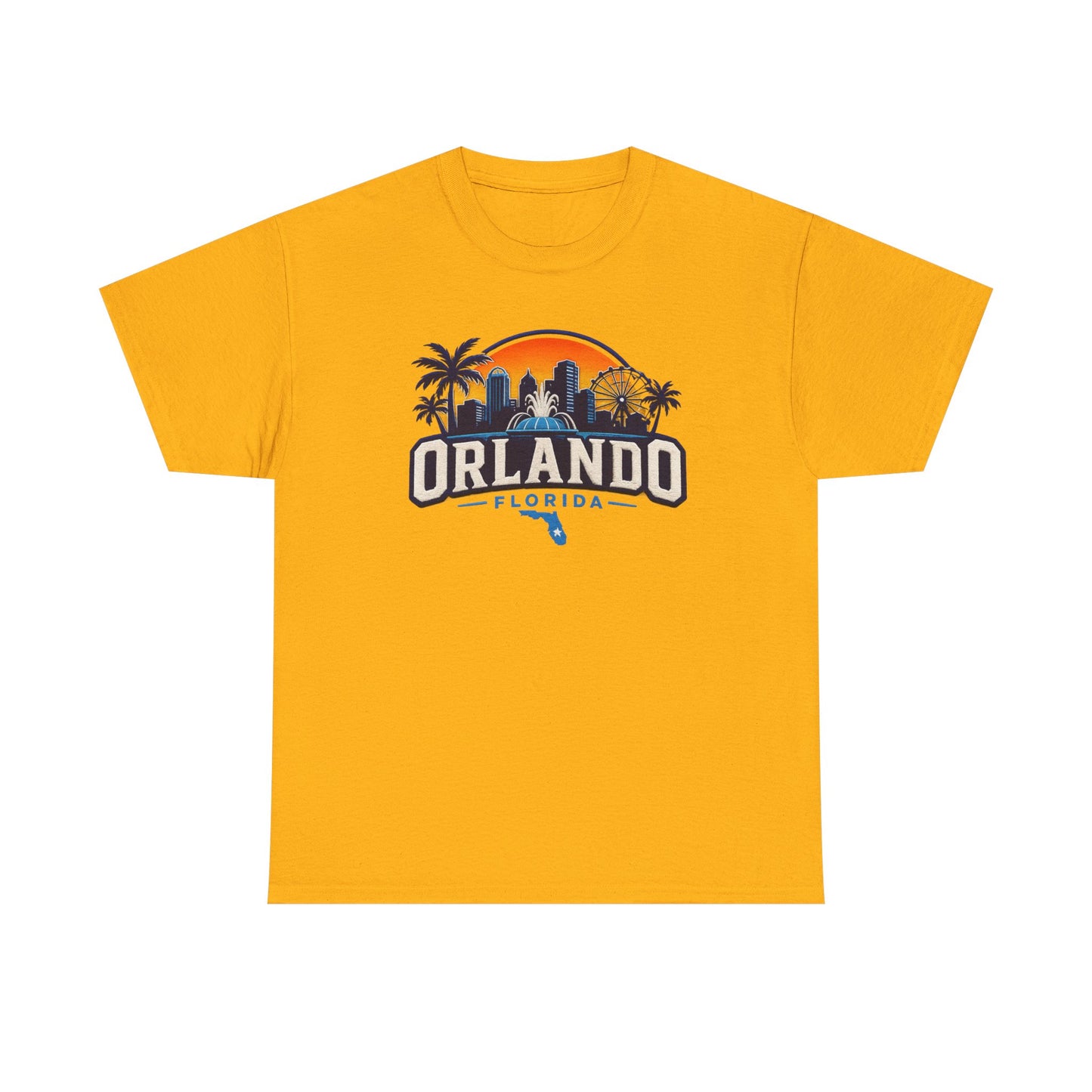 Orlando Florida Sunset T-Shirt — Retro Skyline & Palm Tree Vacation Tee