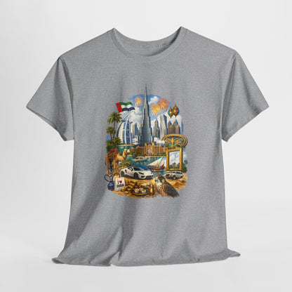 Dubai Skyline Beach Vacation T-Shirt – Retro Travel Collage Tee