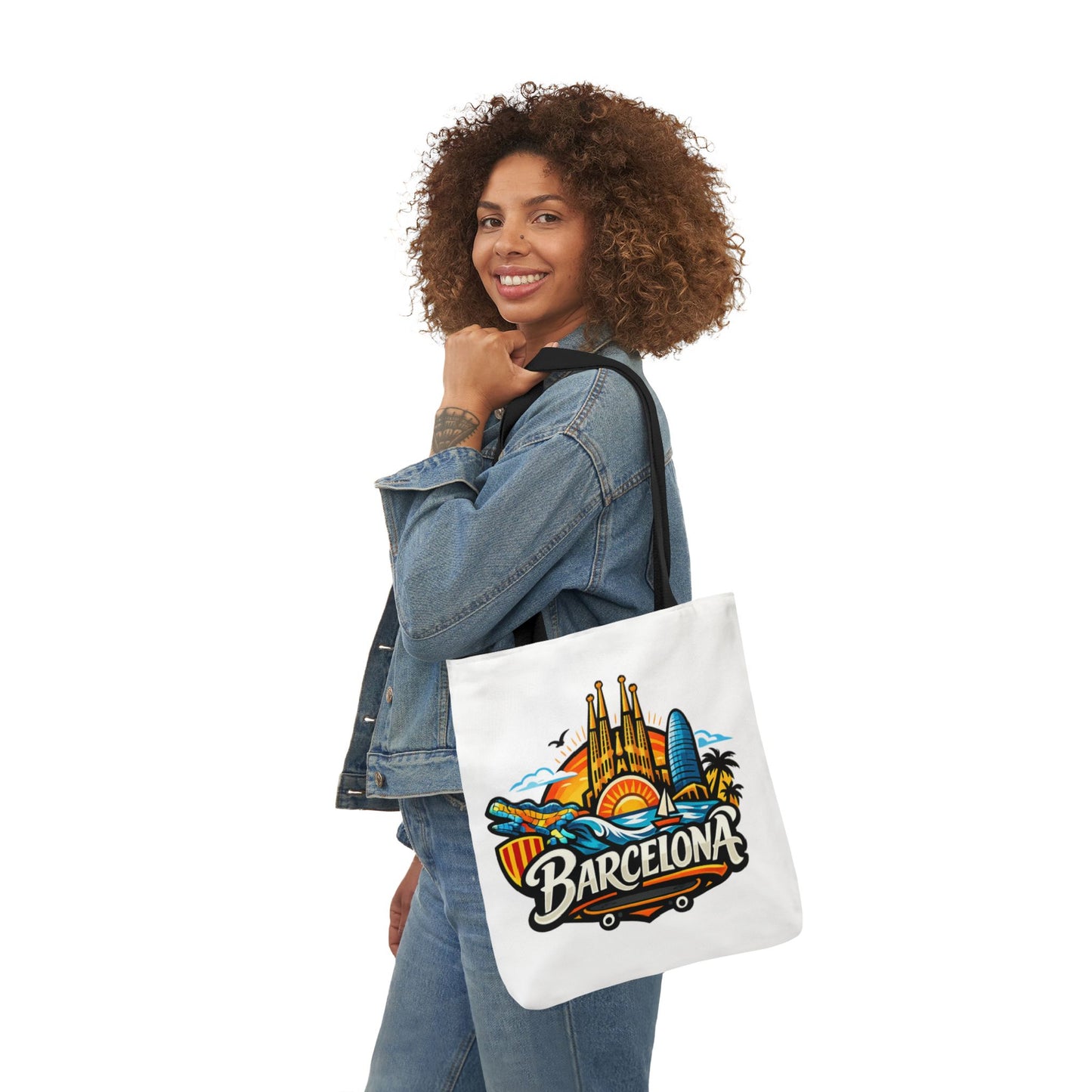 Barcelona Skyline Canvas Tote Bag — Colorful Travel Souvenir Tote