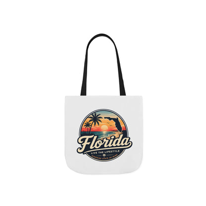 Florida Sunset Canvas Tote Bag — Retro Palm Beach Design