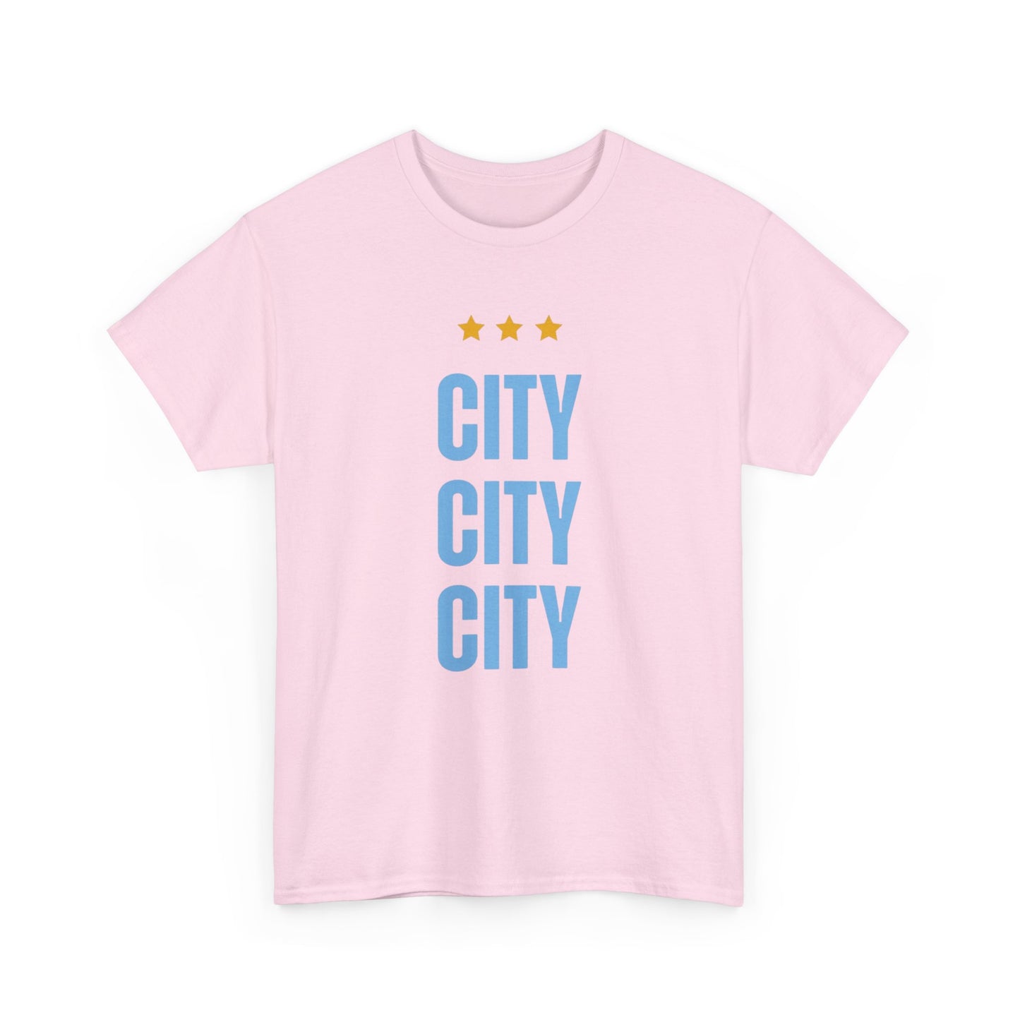 Manchester City City City Tee — Minimal Skyline Graphic T‑Shirt with Three Stars