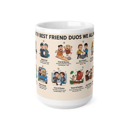 Best Friend Duos Coffee Mug — Vintage Club Championship Medal Design (11oz & 15oz)