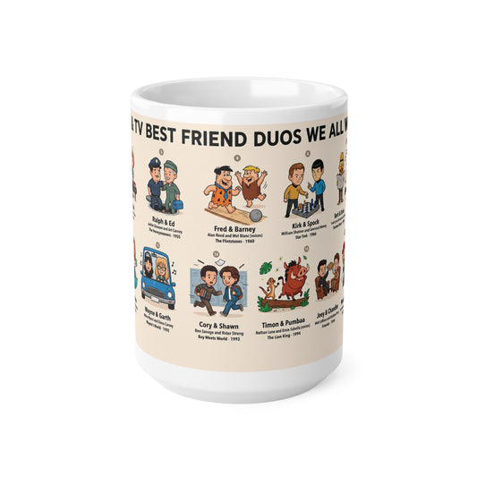 Best Friend Duos Coffee Mug — Vintage Club Championship Medal Design (11oz & 15oz)