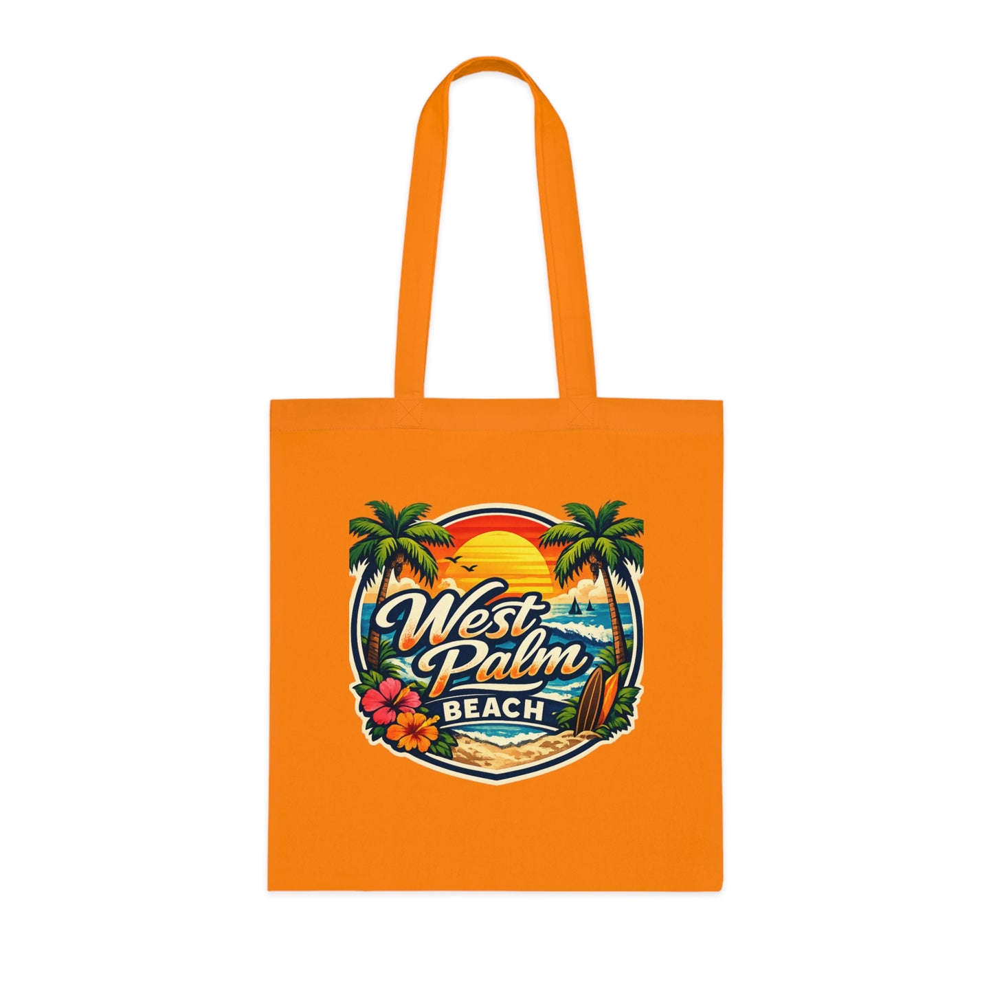 Rio de Janeiro / West Palm Beach Beach Tote — Retro Tropical Cotton Tote Bag