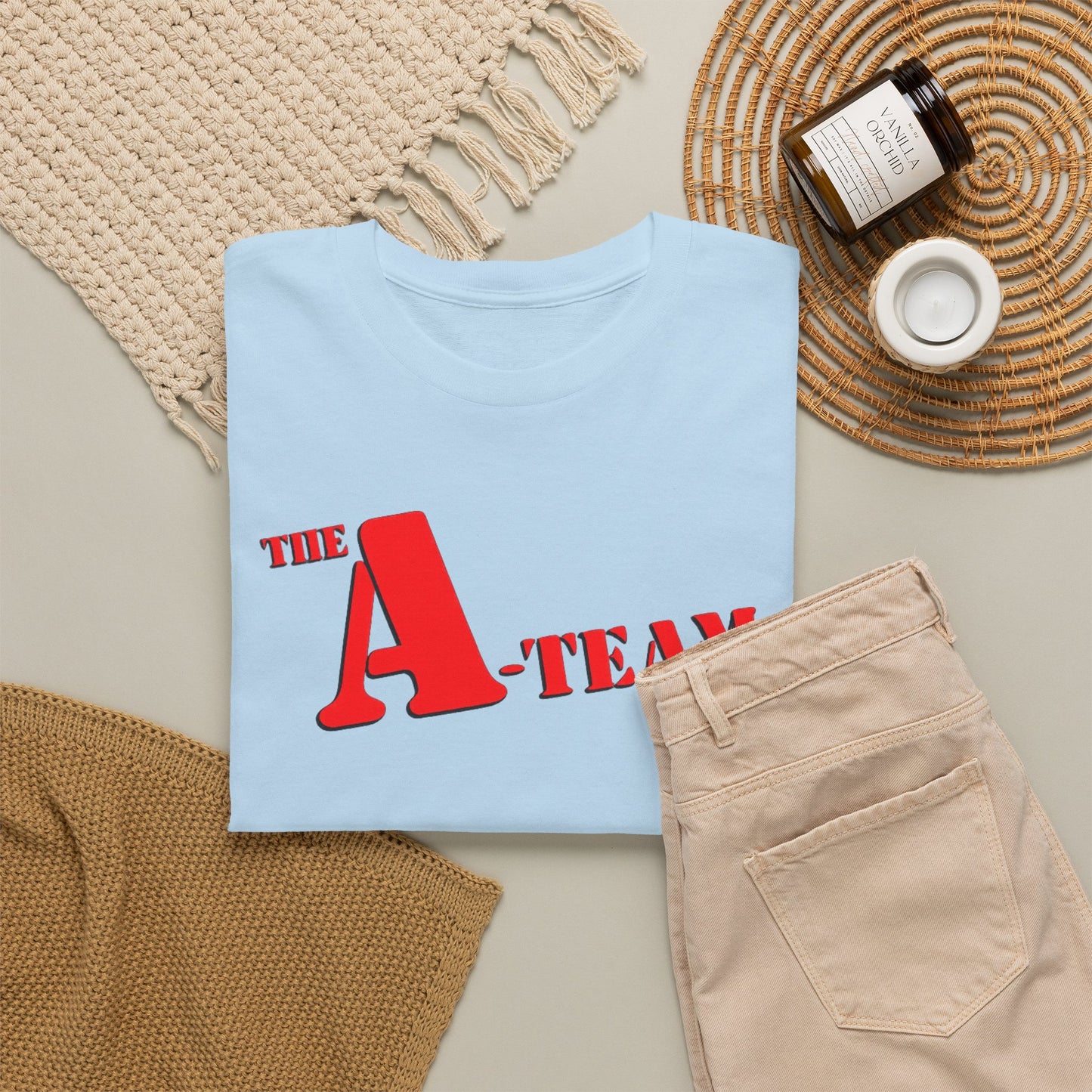 A-Team Graphic Tee — Retro Red Logo Vintage Crew T-Shirt