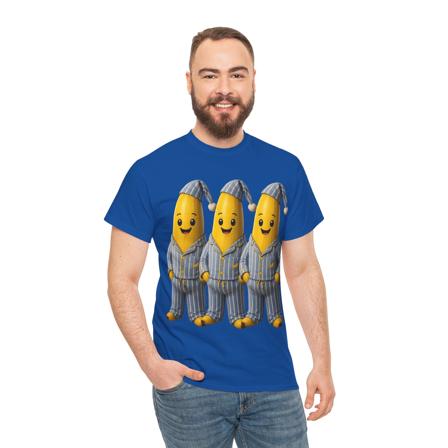 Bananas in Pyjamas – Three Smiling Bananas in Striped Pajamas Graphic T-Shirt