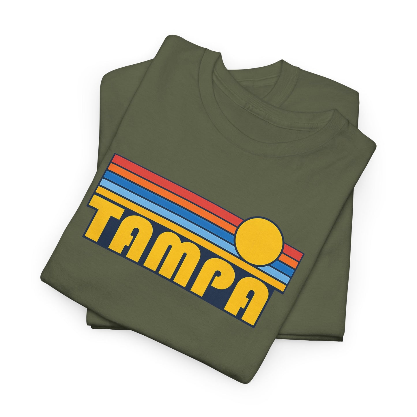 Tampa Retro Sunset T-Shirt — Vintage 70s Striped Beach Tee