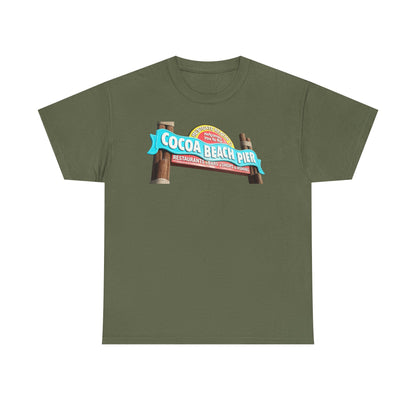 Cocoa Beach Pier T‑Shirt — Retro Beach Sign Vacation Tee