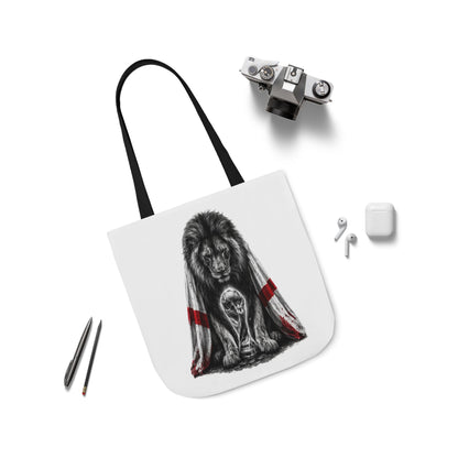 England Lion Guardian Canvas Tote — Protective Lion & Cub Illustration Tote Bag