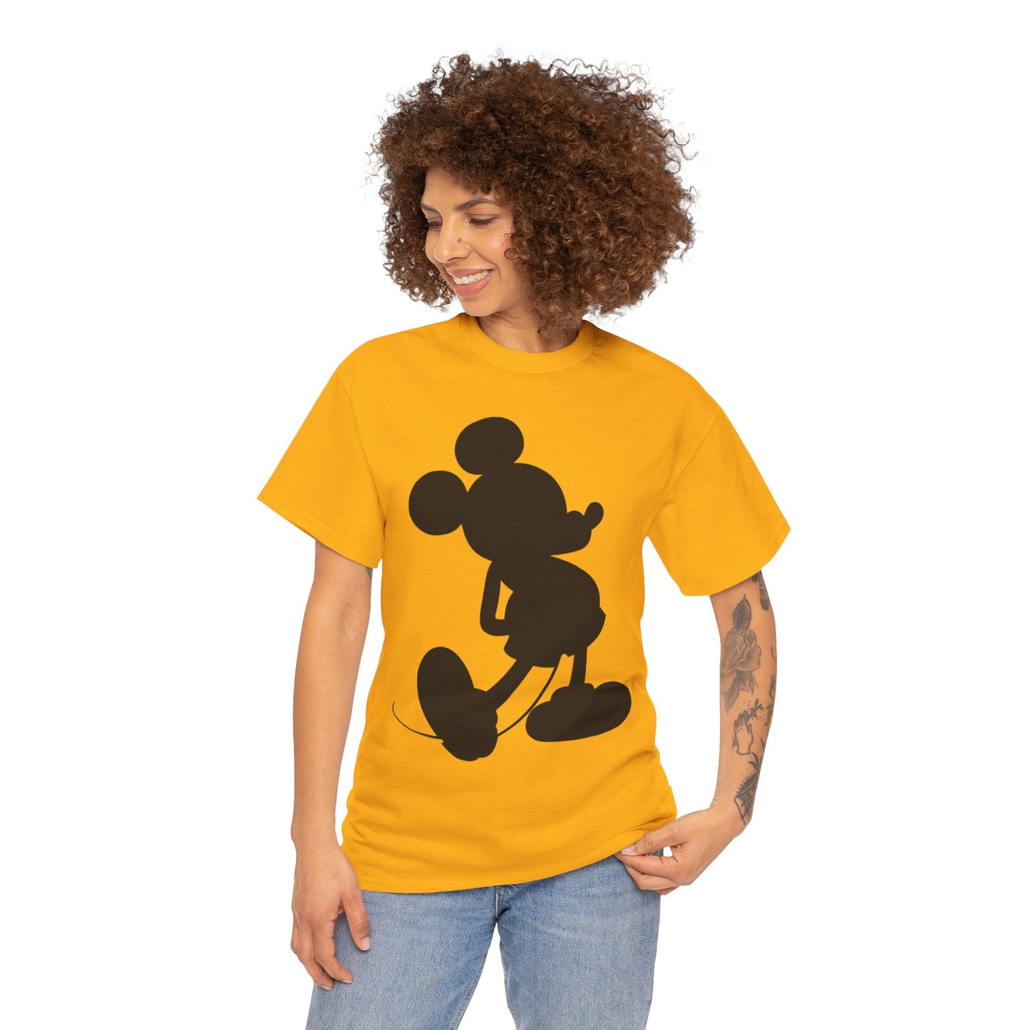 Mickey Mouse Silhouette Graphic Tee — Retro Cartoon Shadow T-Shirt